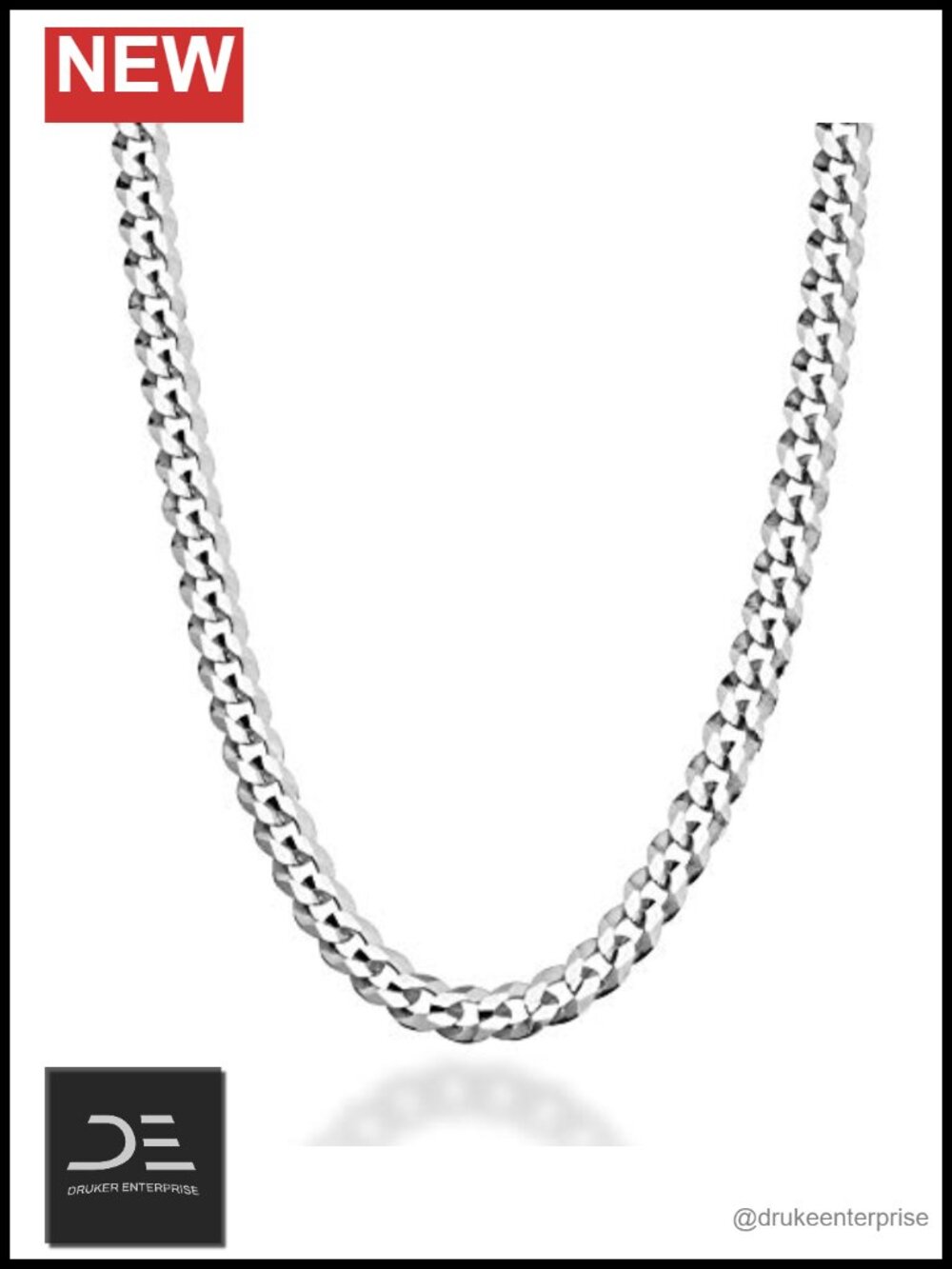 Solid 925 Sterling Silver 5mm Cuban Link Chain Necklace 20" Lobster Claw Italy